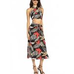 Lulus Tropical Vibes Black Tropical Print Backless Halter Crop Top NWT XS Photo 5