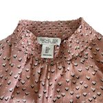 Rachel Zoe  Pink Heart Print Mock Neck Long Sleeve Tie Front Blouse Size Small Photo 2