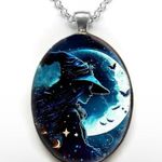 Gothic Aesthetic Creative Witch Avatar Zinc Alloy Necklace Oval Trendy Accessori Silver Photo 0