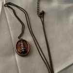 32” Vintage Locket Oval Eiffel Tower Necklace & Pendant Bronze Metal 1”H .75” W Brown Photo 1