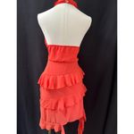 Pretty Little Thing Womens Halter Neck Ruffle Layered Dress Orange Size 4 Photo 2