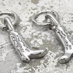 Stainless Steel Silver Cowboy Boot Earrings Photo 0