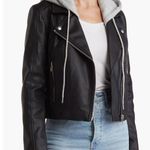 BLANK NYC  Faux Leather Hooded Crop Moto Jacket Photo 0