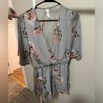 Blue Blush  Gray Sheer Floral Romper size small Photo 1
