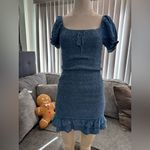 🌸AMTIOUS smocked denim dress ✨ Blue Size M Photo 6