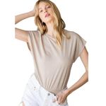 Free People  Daydreamer Cream Short Sleeve Tee Bodysuit Sz M Photo 2