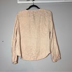 Cloth & Stone Anthropologie  Jacquard Blouse Tie Neck Beige Leopard Size Small Photo 4