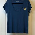 True Religion  V-Neck Logo Tee T-Shirt Poseidon Silver Size L Women's Retails $59 Photo 2