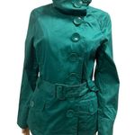 Last Kiss  Green Cotton Button Up Double Breasted Belted Lightweight Jacket Large Photo 0