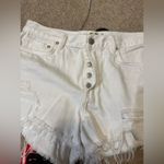Free People We The Free Loving Good Vibrations Distressed Denim Shorts White Photo 9