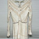 Rahi Cali NWT Peach Floral Print Boho Beach Front Tie Long Sleeve Mini Dress Size XS Photo 4