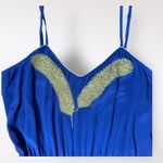 barney's new york Beyond Vintage for‎ Barney’s New York Silk Blue and Gold Dress Size S Photo 6