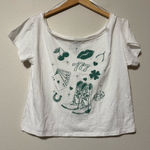 Goodie Two Sleeves Stylish White Tee with Green Graphic Photo 0