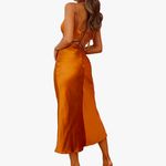 Satin Maxi Dress Orange Size M Photo 2