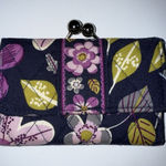 Vera Bradley  Small Kisslock Wallet‎ Tri-Fold Purple Dragonfly I Photo 0