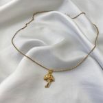 VTG Dainty Mini Mushroom Boho Fairy Preppy Whimsical Pendant Necklace Gold Photo 0