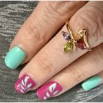 Crystals By Swarovski 14k Gold Overlay 4 Stone Marquise Multicolor Ring NEW Purple Photo 5