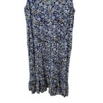 J.Jill Blue Floral Sleeveless Shirt Dress Women's Size Small Rayon Ruffle Hem Photo 8