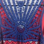 Luxology crotchet lace back red and blue shift dress size medium Photo 5
