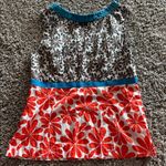 Boden Floral Tank Top with Red and Blue Accents size 6 Photo 7
