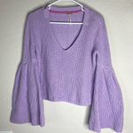 Free People Damsel Purple Bell Sleeve Pullover Sweater V Neck Women's Size S/P Photo 1
