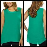 Adrienne Vittadini  High Low Sleeveless Top Teal Size Large Photo 1