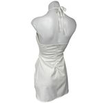 ZARA  White Halter Sleeveless Cutout Open Back Ruched Mini Bodycon Dress Size S Photo 1