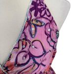 Funky People Floral Halter Maxi Dress Large Boho Pink Purple Sequin Cotton Lined Photo 5