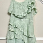 IRO  One Shoulder Ruffle TieredMini Dress Women’s Size 36 Green Photo 0