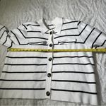 Tahari Size XL White Black Stripe Cropped Boxy Thin Sweater Business Chic Classy Photo 7