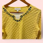 Breckenridge Cute vintage 90’s textured banana-rama jeweled neck top cotton stretch bright Photo 2