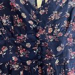 Louna Womens Navy Floral Puff Sleeve Romper Size M Blue Size M Photo 3