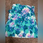 Isaac Mizrahi Issac Mizrahi blue watercolor scalloped floral 3/4 sleeve button up cardigan L Photo 9