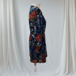 Forever 21  Navy Floral Faux Wrap Half Sleeve Dress Size L Photo 4