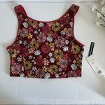Nanette Lepore Play NWT High Neck Floral Cropped Tank Top Moisture Wicking XL Red Photo 3