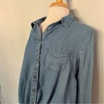 Forever 21 Chambray Dark Blue Faux Denim Button Down Blouse Top Size 0X Photo 4