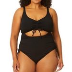 Salt + Cove Black Plus Size Leopard Love Cutout Ruched One Photo 0