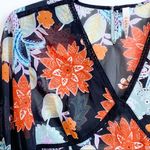 Raga Anthropologie Blouse Tassel 3/4 Sleeve V-Neck Black Orange Floral Top Small Photo 8