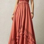 Boho Lace Tassel Cut out Ruffle Detail Maxi Dress Size 4 Photo 0