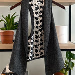 CAbi Tweed Charcoal Gray Racerback Lined Blazer Vest, Style 247, Size S Photo 0