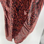 Line and Dot Silk Chiffon Printed Long Sleeve Tiered V Neck Midi Peasant Dress Photo 7