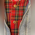 Vintage Denim Y2K Jou Jou Vest Red Plaid Flannel Lining Size S Blue Photo 2