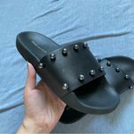 Stuart Weitzman  Superstud Leather Slip On Sandals Size 6 in Black Photo 5