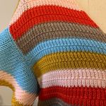 SheIn Colorful Striped Knit Ruffle Sleeve Sweater L Photo 3