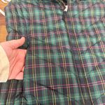 Talbots  Womens Puffer Vest‎ Small Green Plaid Tartan Faux Fur Collar Down Filled Photo 6