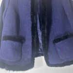 Talbots  Speckled wool faux fur trim Navy blazer size 12p Photo 6
