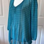 st. john's bay ~ Teal Sheer Chiffon Blouse Top ~ Sz Large ~ NWOT ~ A1221 Photo 2
