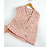 ZARA Pink Jewel Button Pointelle Knit Vest Small Oversized Sweater Rhinestone Photo 10
