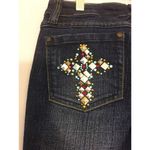 Zana Di  Dark Wash Gemstone Cross Embellished Boot Cut Jeans Stretch Sz 7 Y2K Photo 5