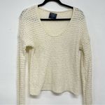 Abercrombie & Fitch Cream Chunky Knit Long Sleeve Sweater Womens S Crochet Boho Photo 2